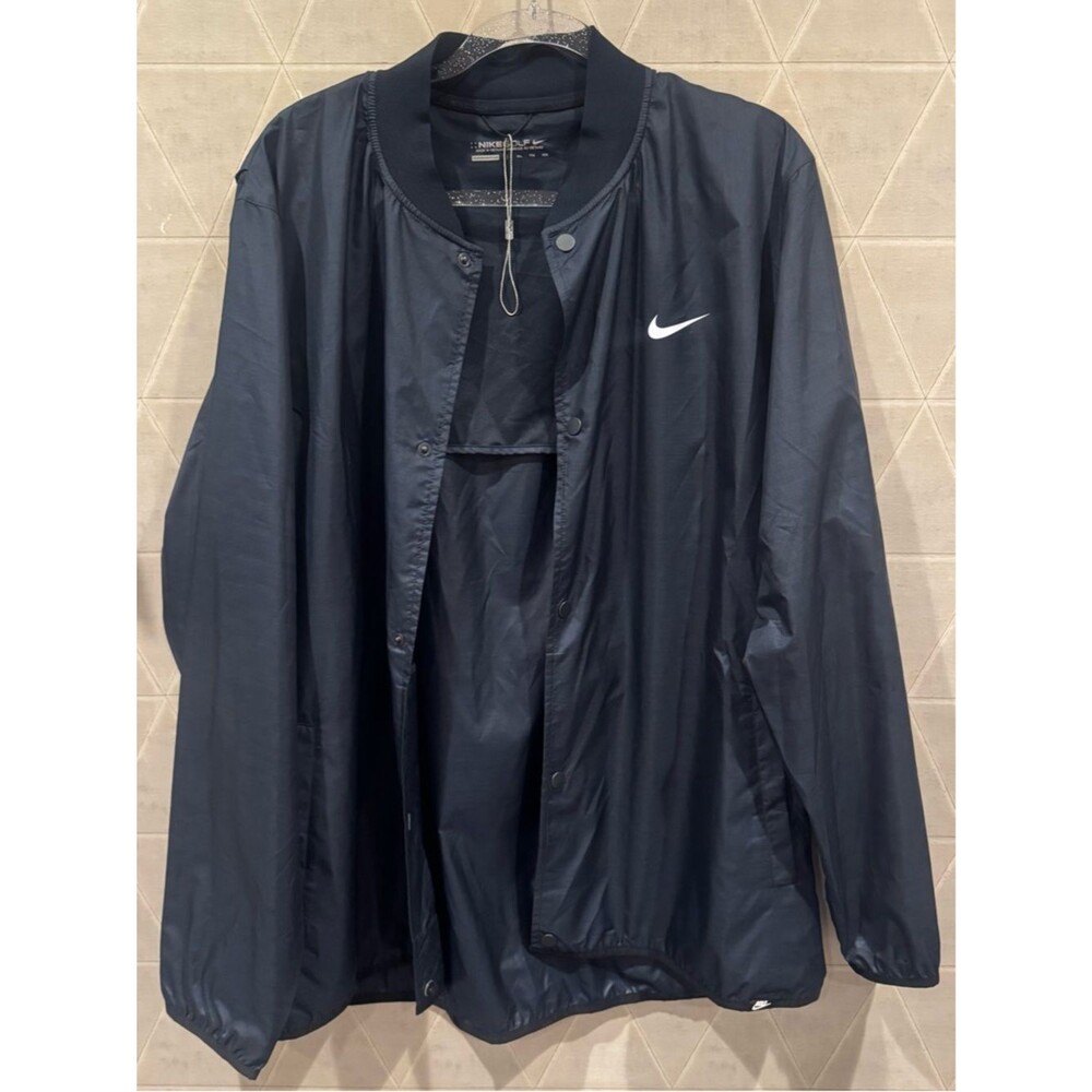 Nike Club Coaches Jacket Men's Blue Drawcord Hem Long Sleeve Snap Front